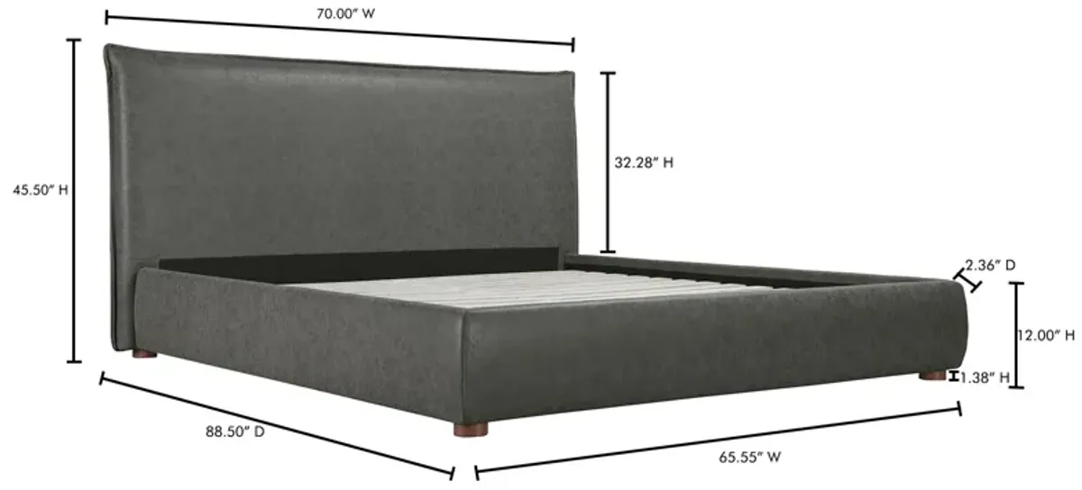 LUZON QUEEN BED SLATE VEGAN LEATHER