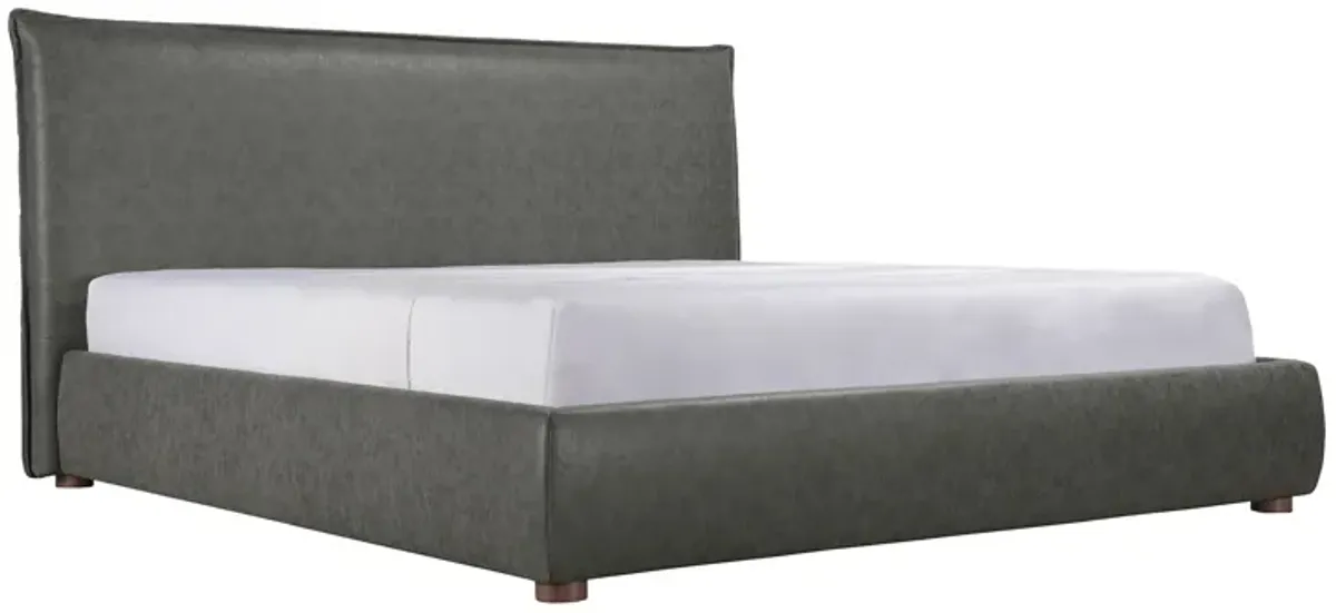 LUZON QUEEN BED SLATE VEGAN LEATHER