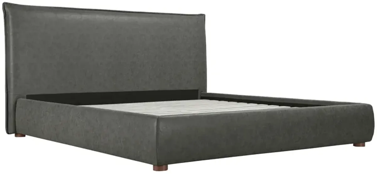 LUZON QUEEN BED SLATE VEGAN LEATHER