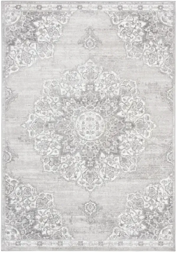 Brentwood 802 Grey / Ivory 6' X 9' Medium Rectangle Powerloomed Rug