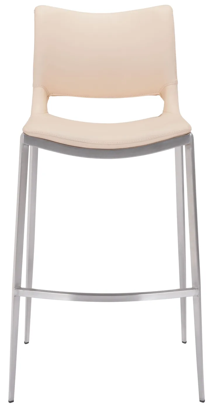 Ace Barstool (Set of 2) Light Pink & Silver