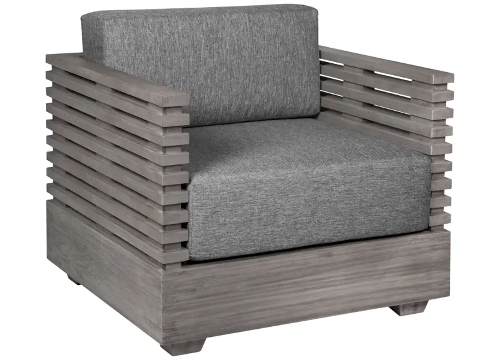 Vivid Outdoor Patio Chair in Gray Eucalyptus Wood with Gray Olefin Cushions