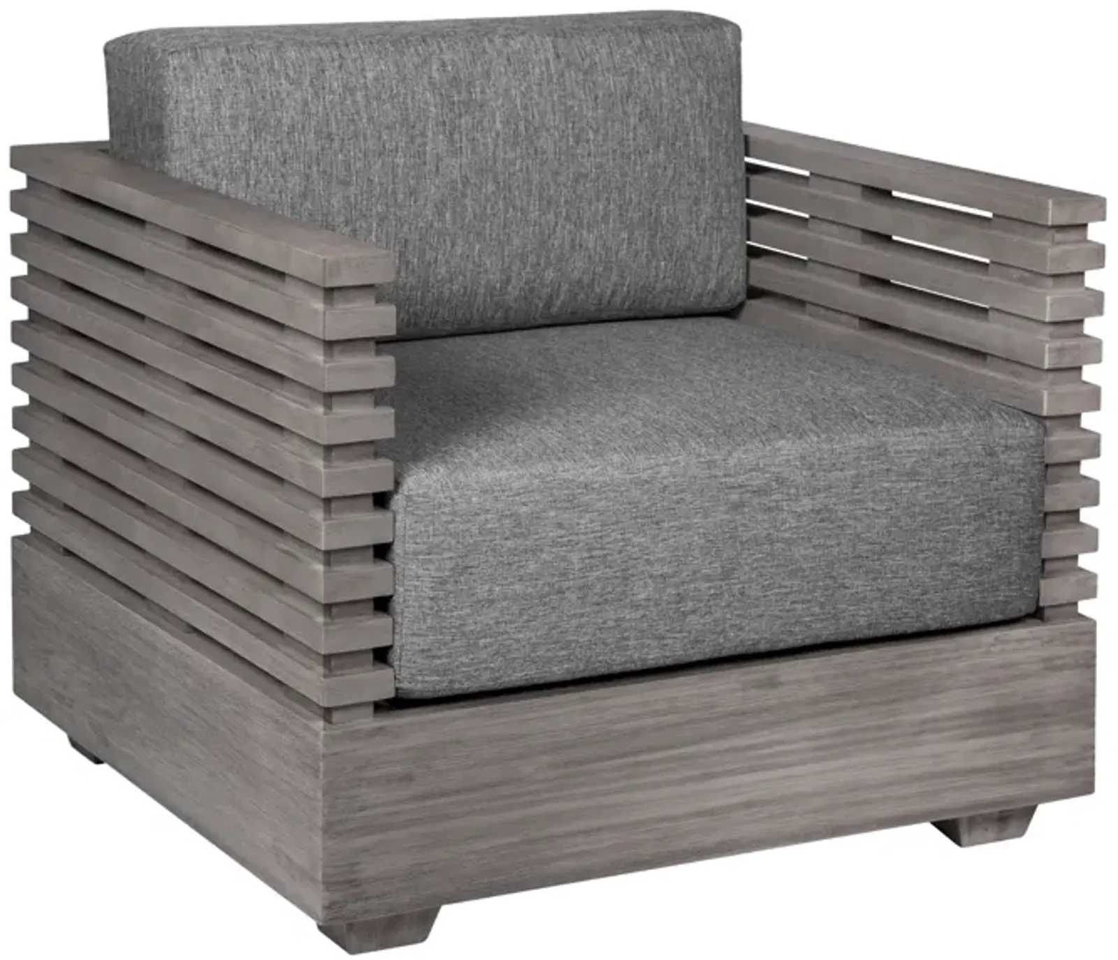 Vivid Outdoor Patio Chair in Gray Eucalyptus Wood with Gray Olefin Cushions