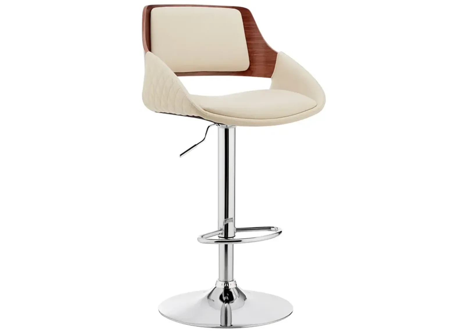 Colby Adjustable Cream Faux Leather and Chrome Finish Bar Stool