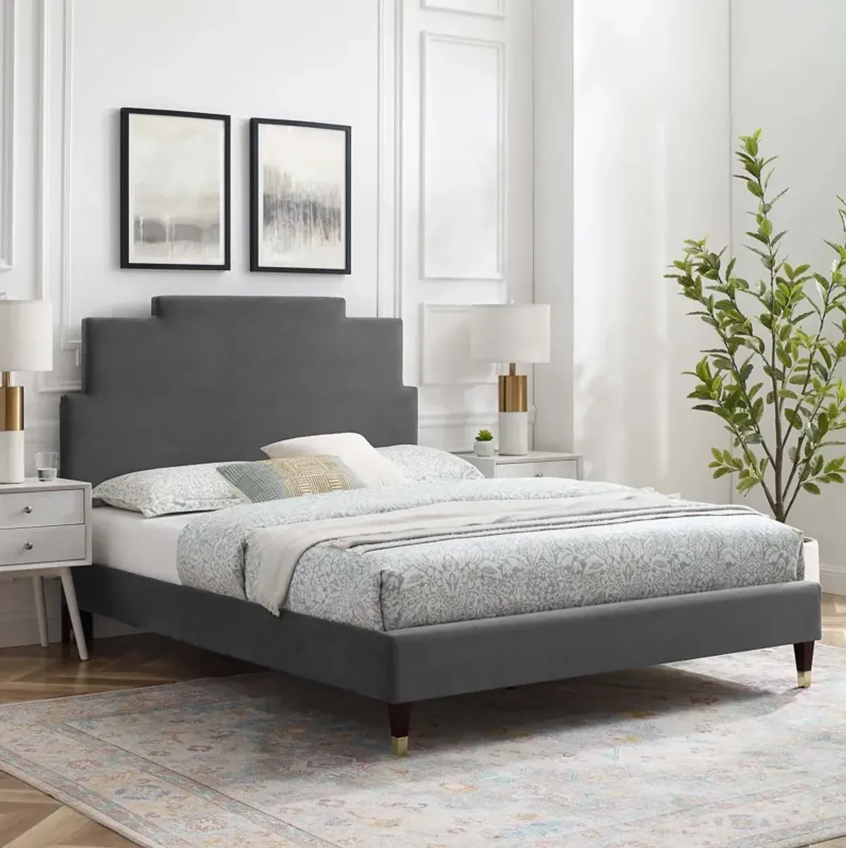 Lindsey Performance Velvet King Platform Bed