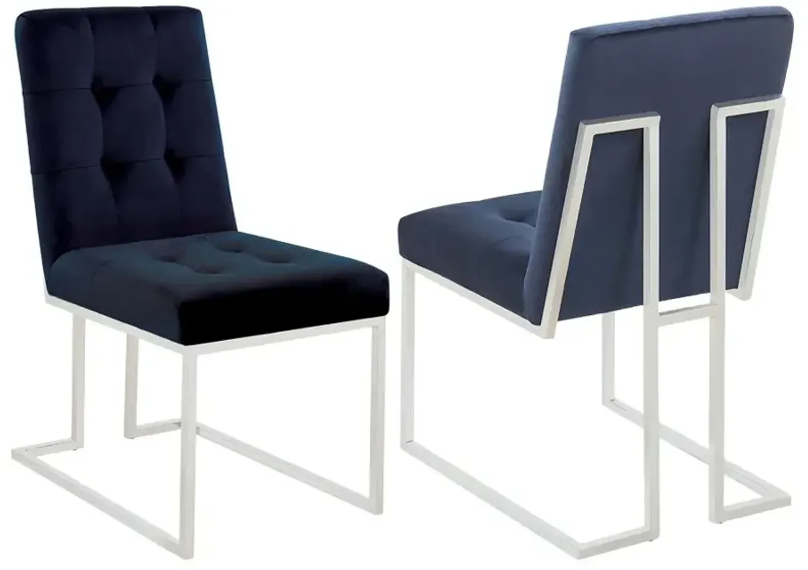 Cisco Upholstered Dining Chairs Ink Blue and Chrome (Set of 2)