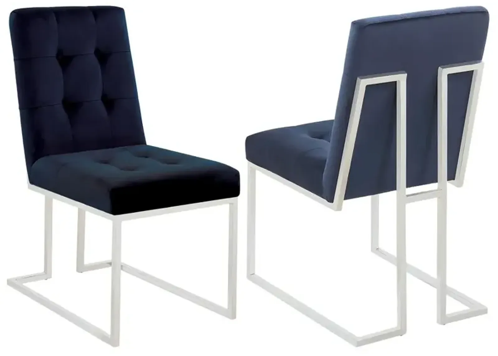 Cisco Upholstered Dining Chairs Ink Blue and Chrome (Set of 2)