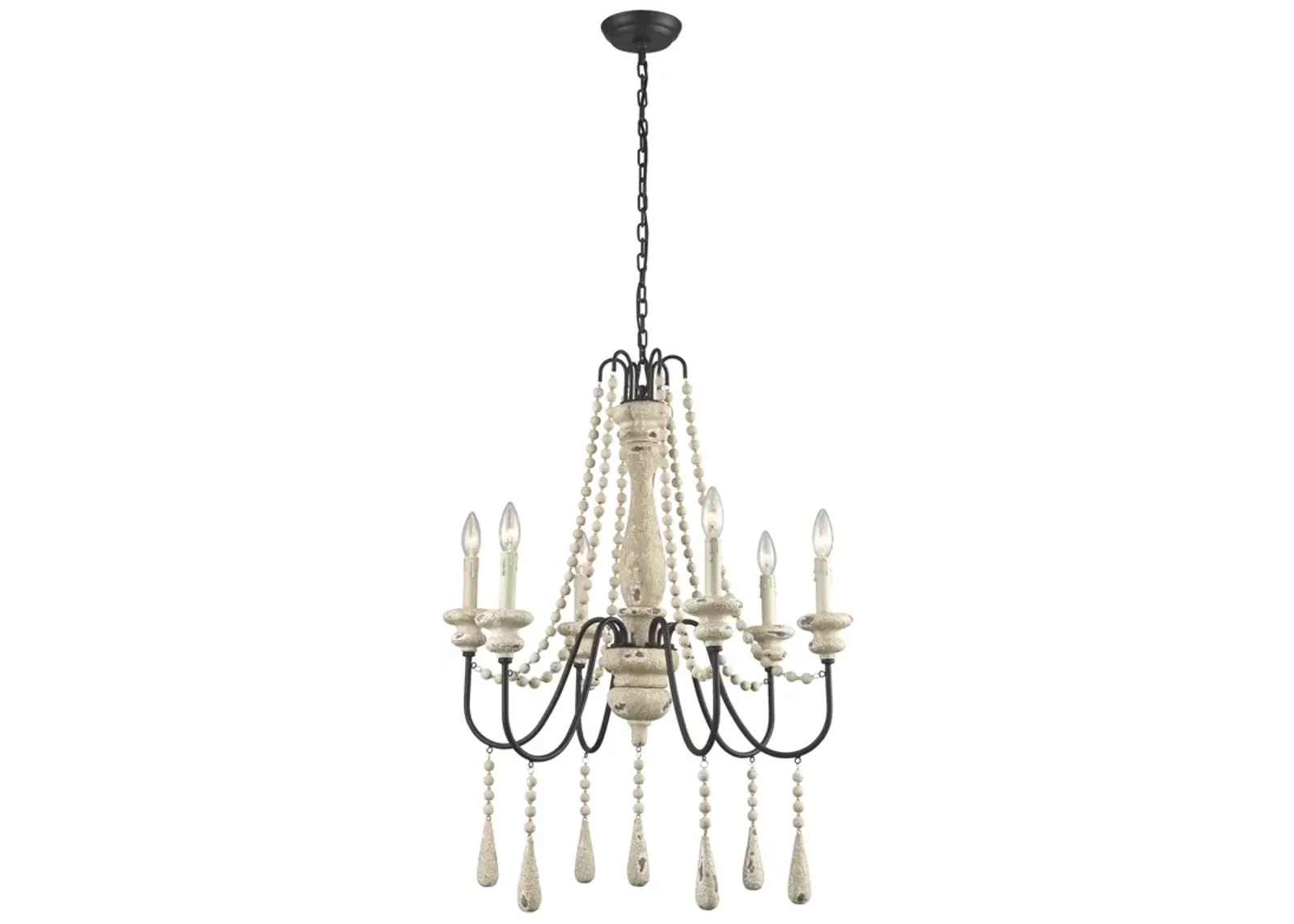 Sommieres 25" Wide 6-Light Chandelier - Antique French Cream