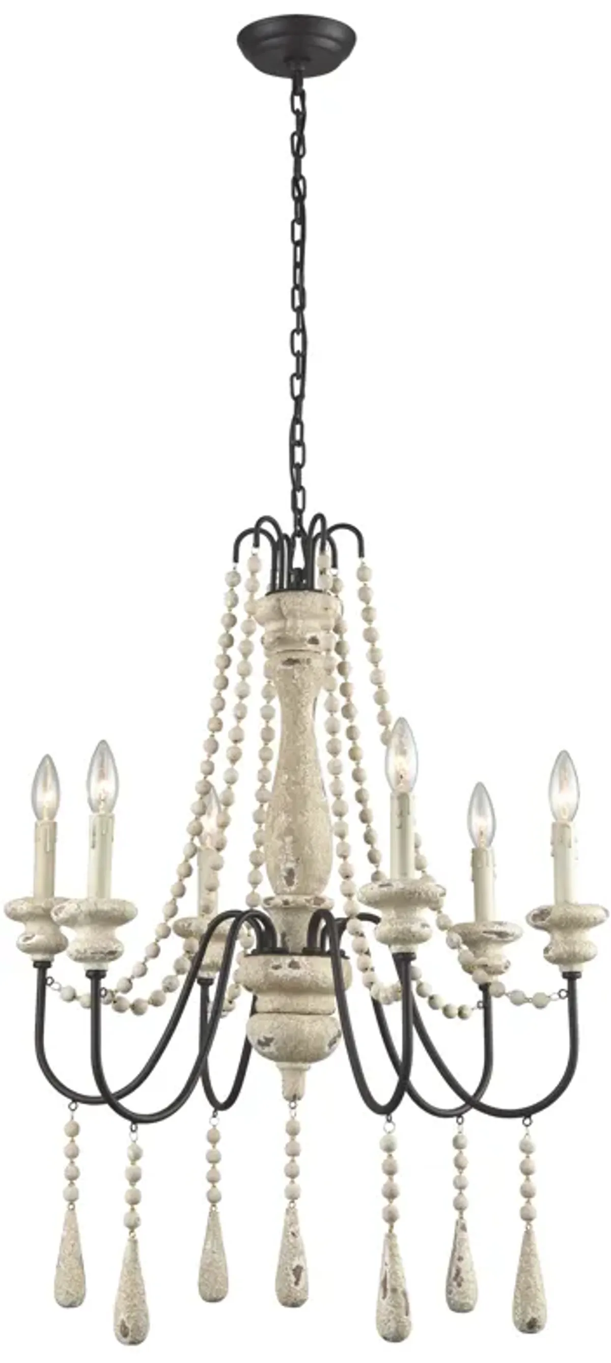 Sommieres 25" Wide 6-Light Chandelier - Antique French Cream