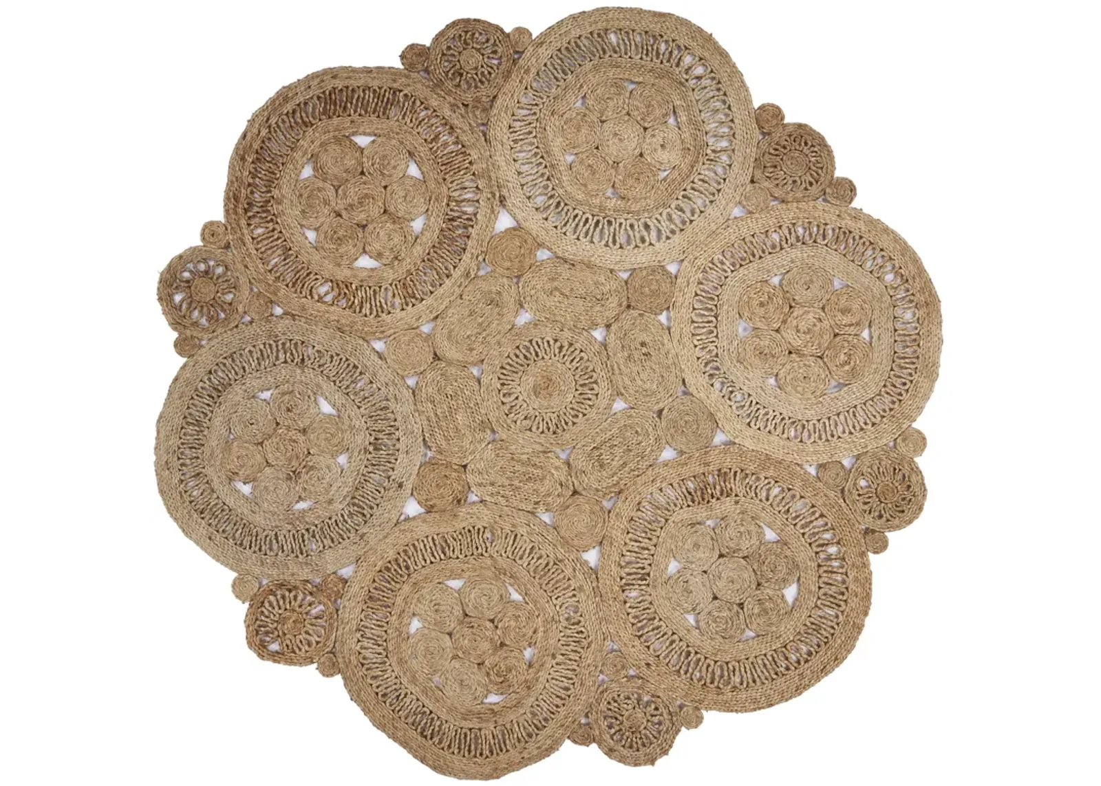 Nature Contemporary Braided Organic Jute Indoor Round Area Rug 7'6"