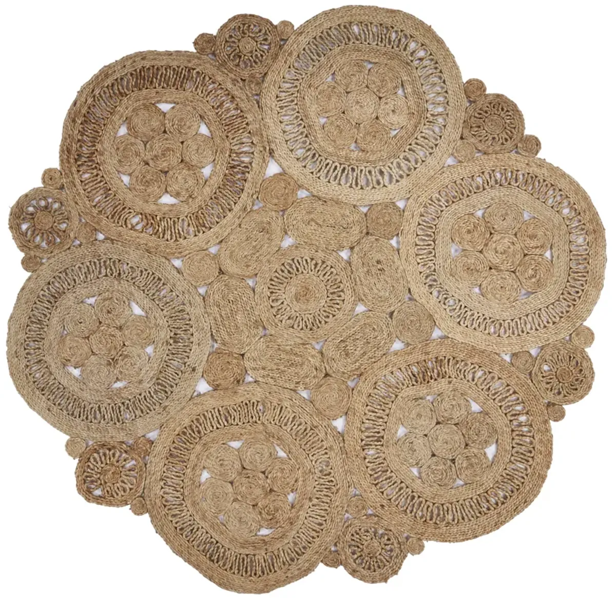 Nature Contemporary Braided Organic Jute Indoor Round Area Rug 7'6"