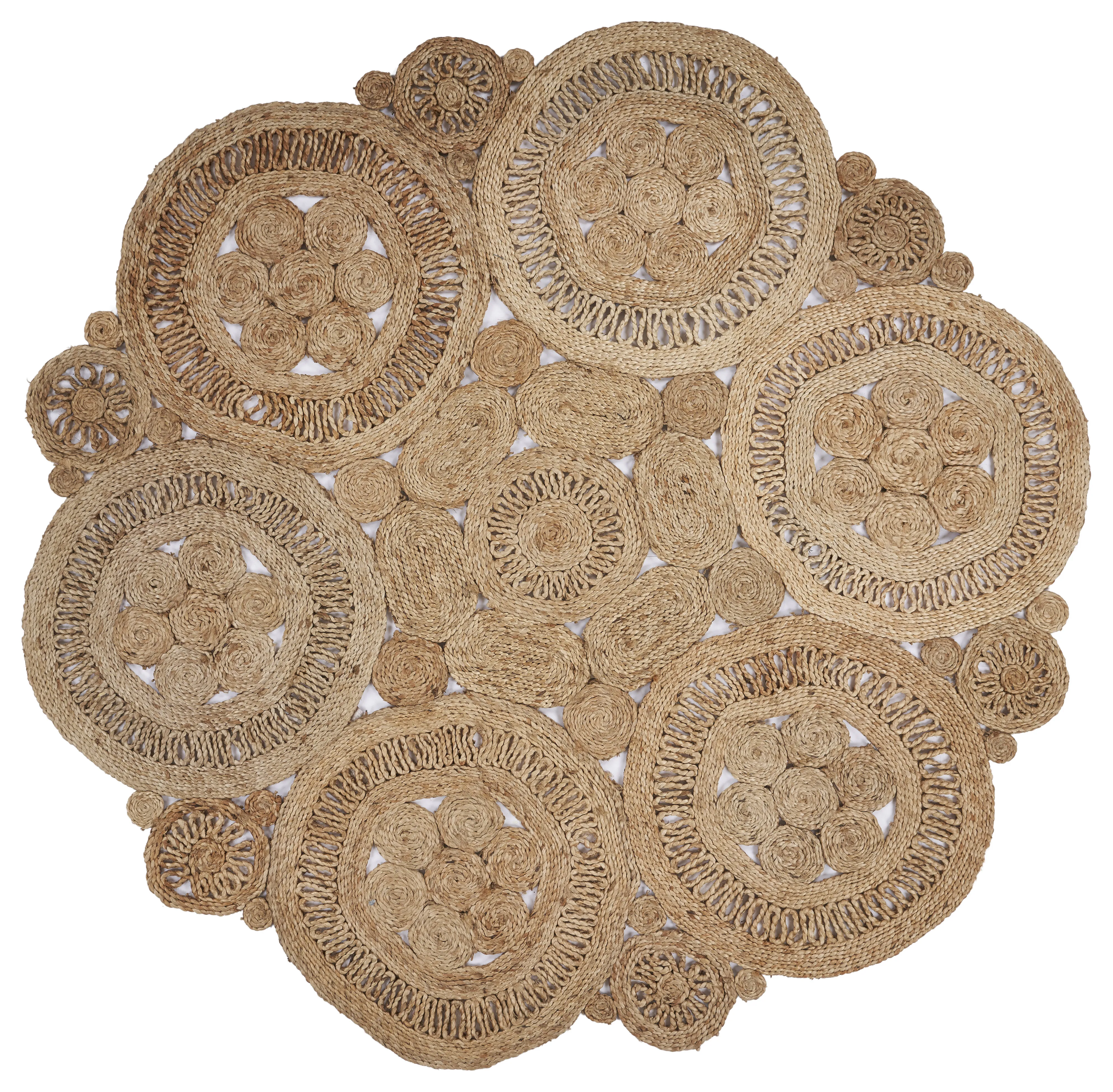 Nature Contemporary Braided Organic Jute Indoor Round Area Rug 7'6"