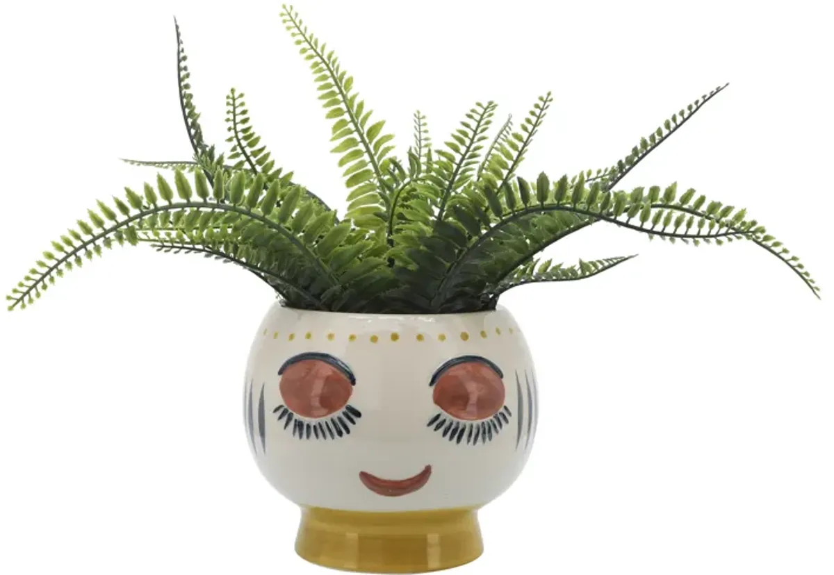 Ceramic, 7"d Face Planter, Multi