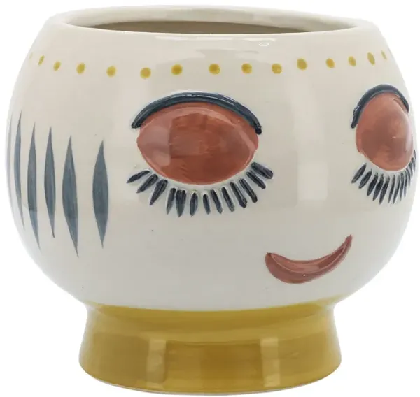 Ceramic, 7"d Face Planter, Multi