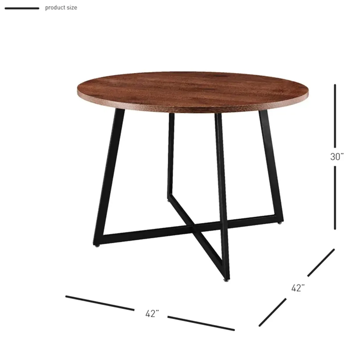 courtdale kd 42" round dining table, gliese brown(assembly required)