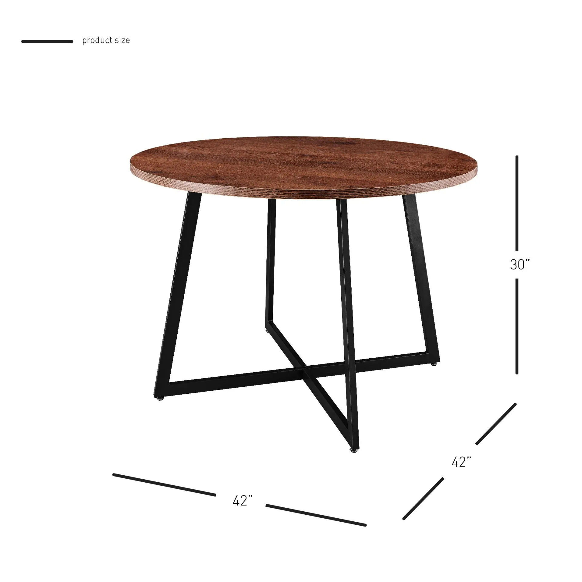 courtdale kd 42" round dining table, gliese brown(assembly required)