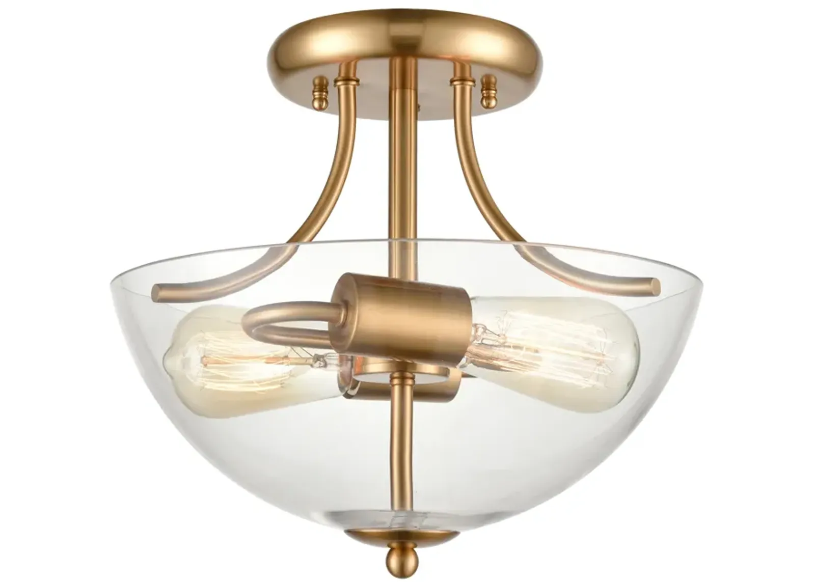 Astoria 15" Wide 2-Light Semi Flush Mount - Satin Gold