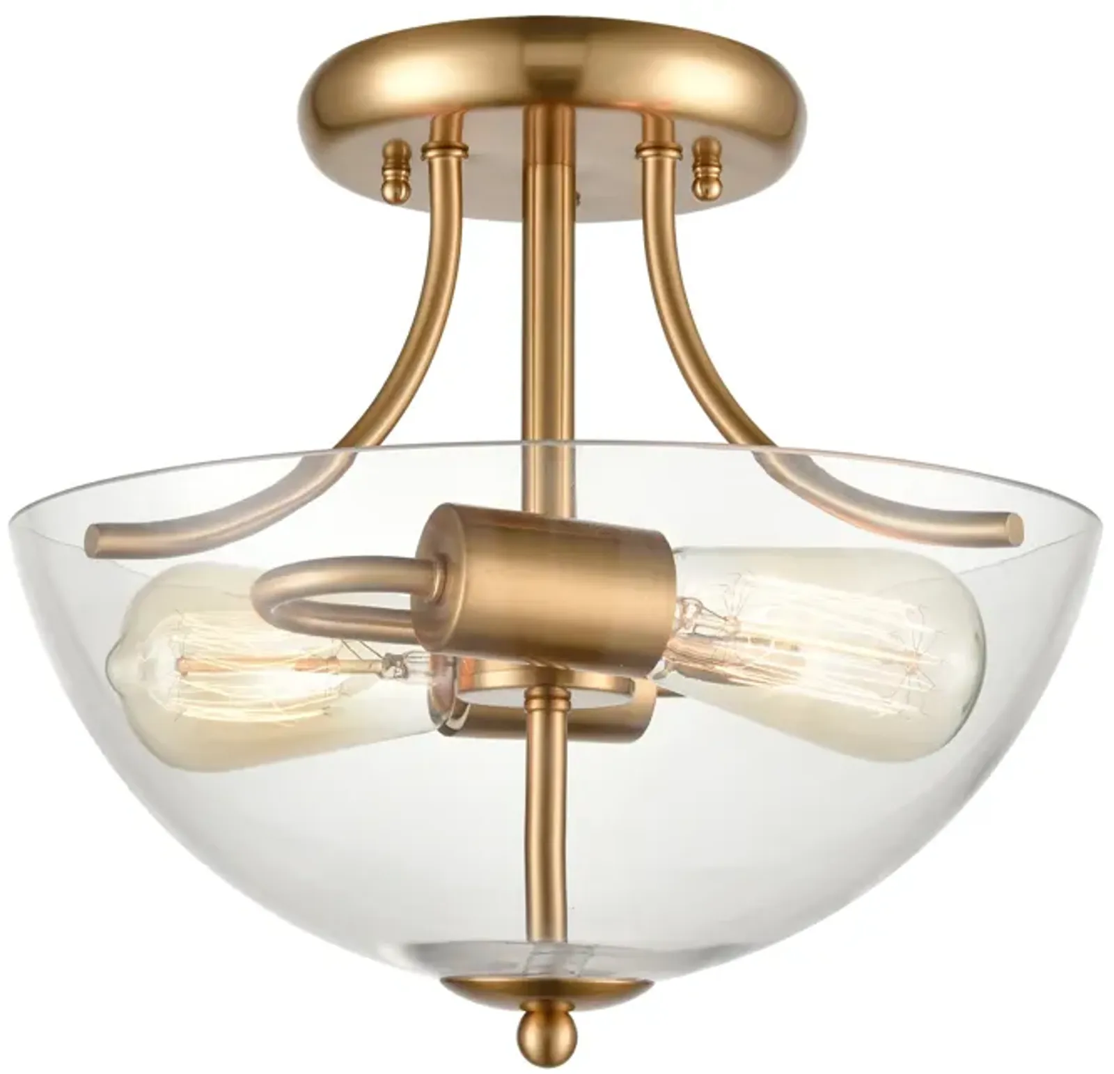 Astoria 15" Wide 2-Light Semi Flush Mount - Satin Gold