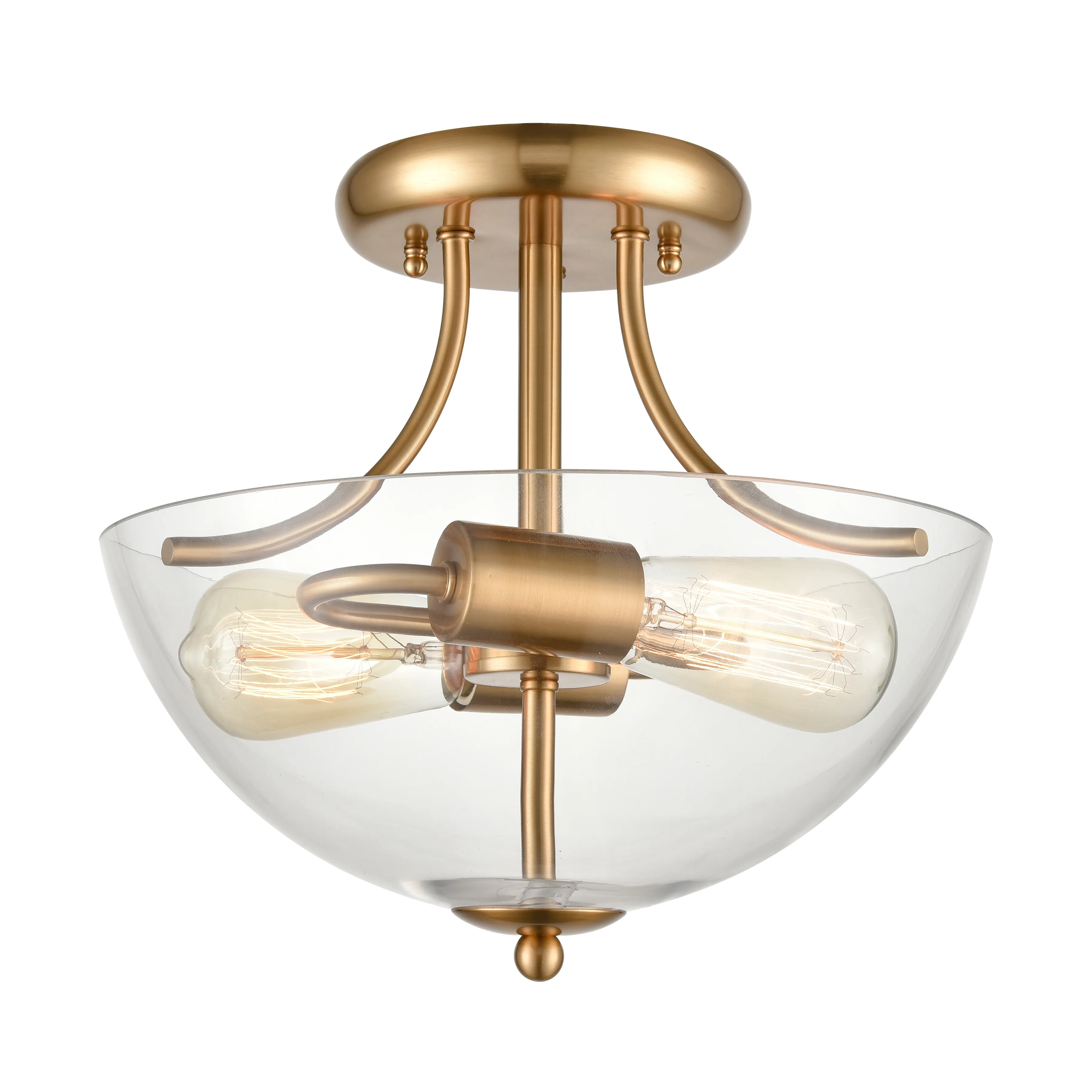 Astoria 15" Wide 2-Light Semi Flush Mount - Satin Gold