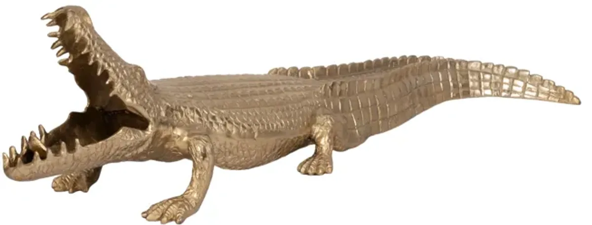 36" Metal Alligator Table Top Decor, Gold