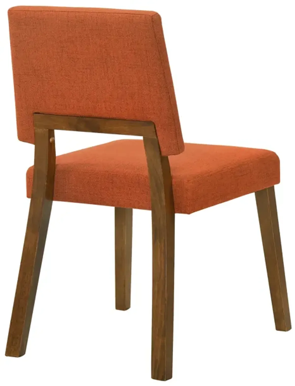 Channell Wood Dining Chair in Walnut Finish with Orange Fabric - Set of 2