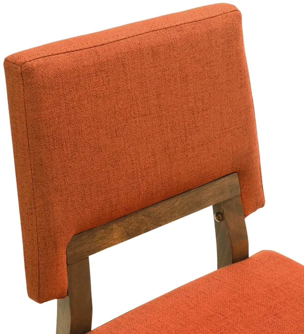 Channell Wood Dining Chair in Walnut Finish with Orange Fabric - Set of 2