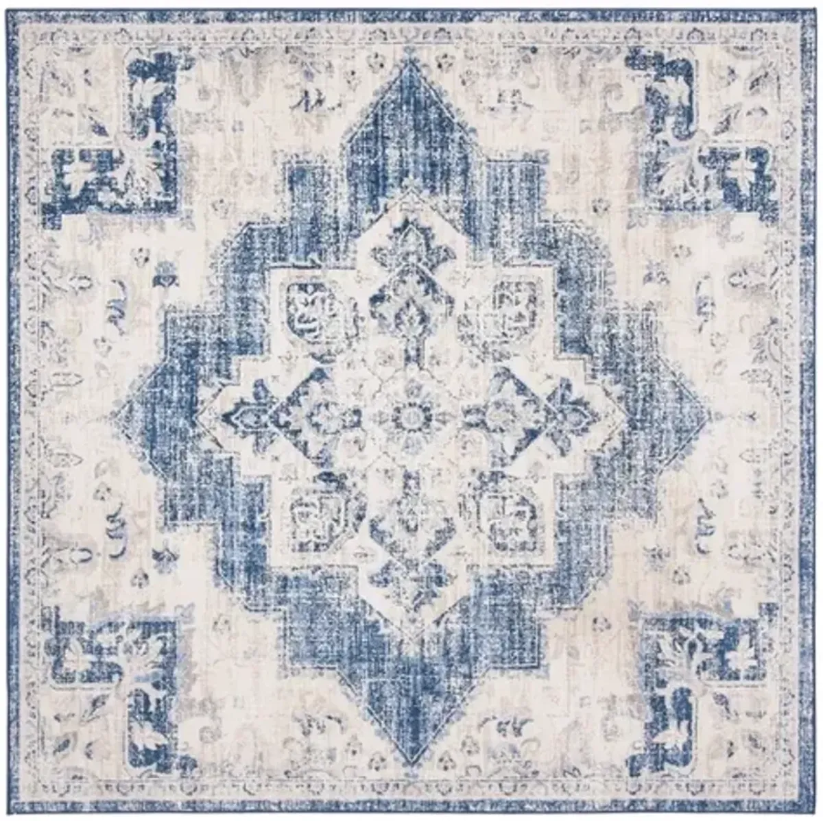 Brentwood 865 Ivory / Navy 3' X 3' Square Square Powerloomed Rug