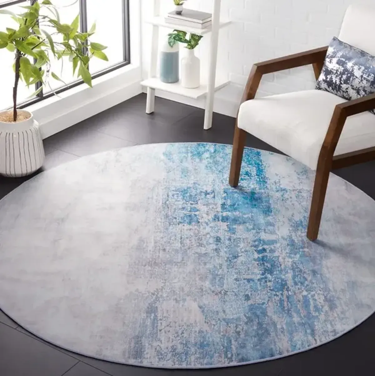 TACOMA 833 M/W S/R Grey  6' X 6' Round Round Rug