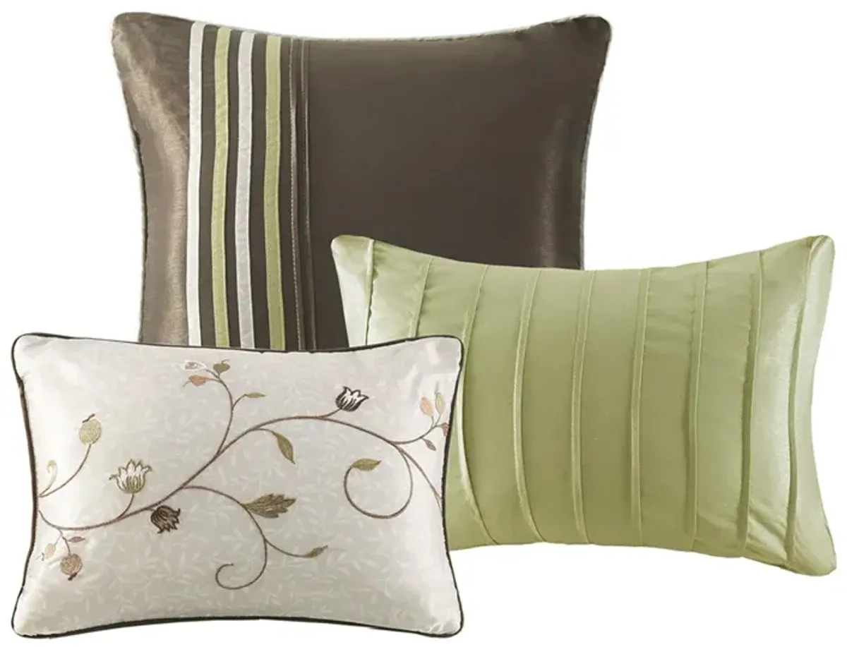 Madison Park Serene Green Embroidered 7 Piece Comforter Set