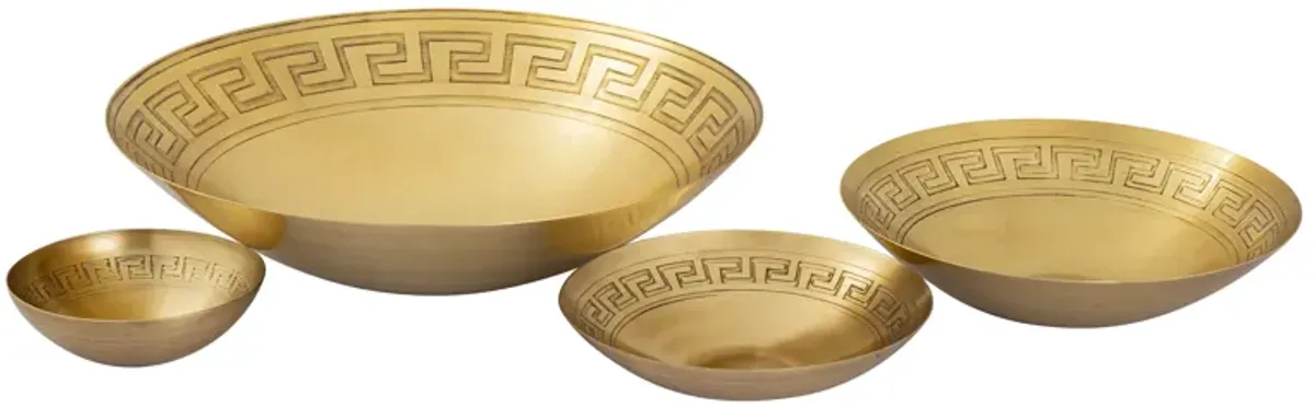 Greek Key Centerpiece Bowl - Brass