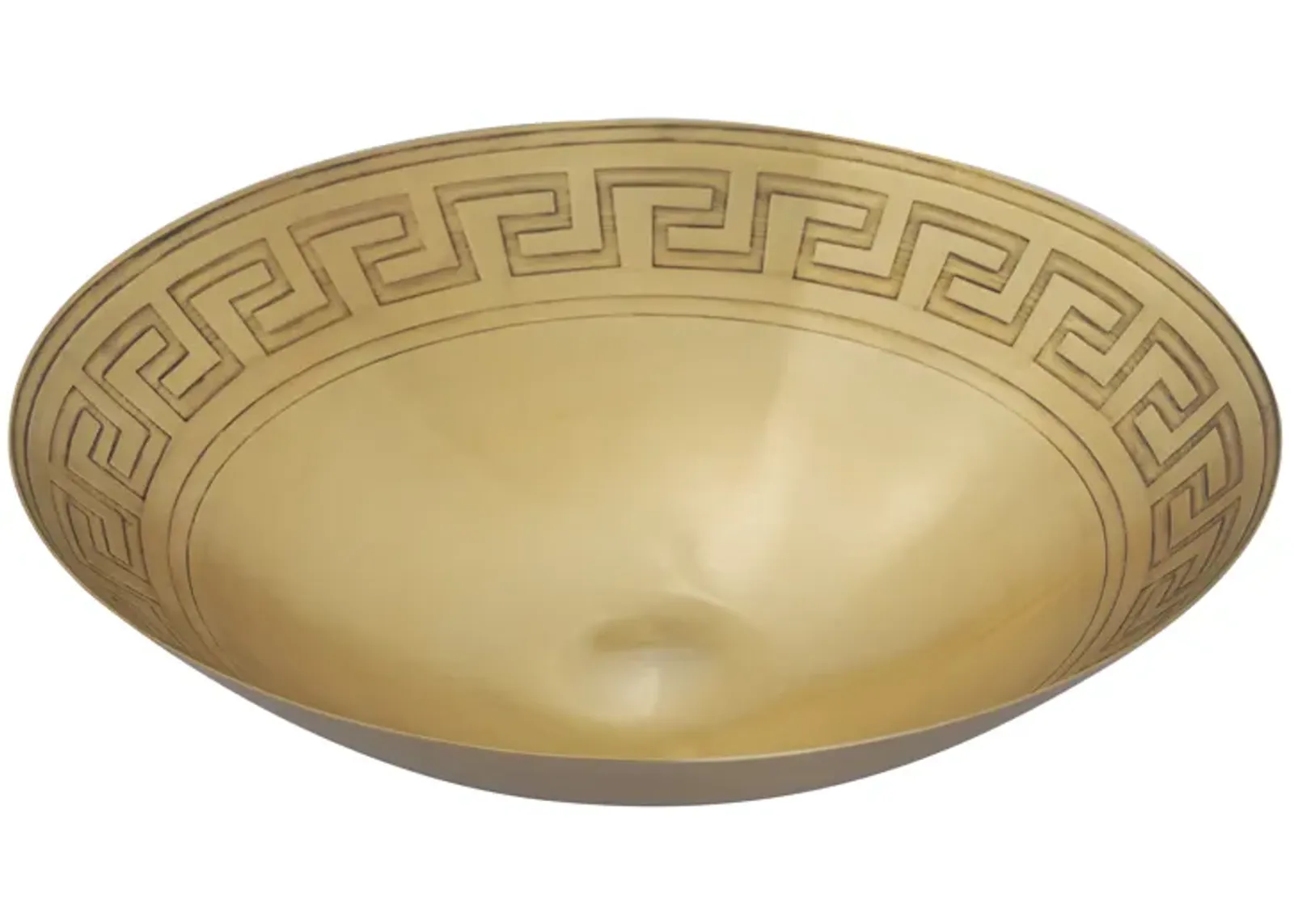 Greek Key Centerpiece Bowl - Brass