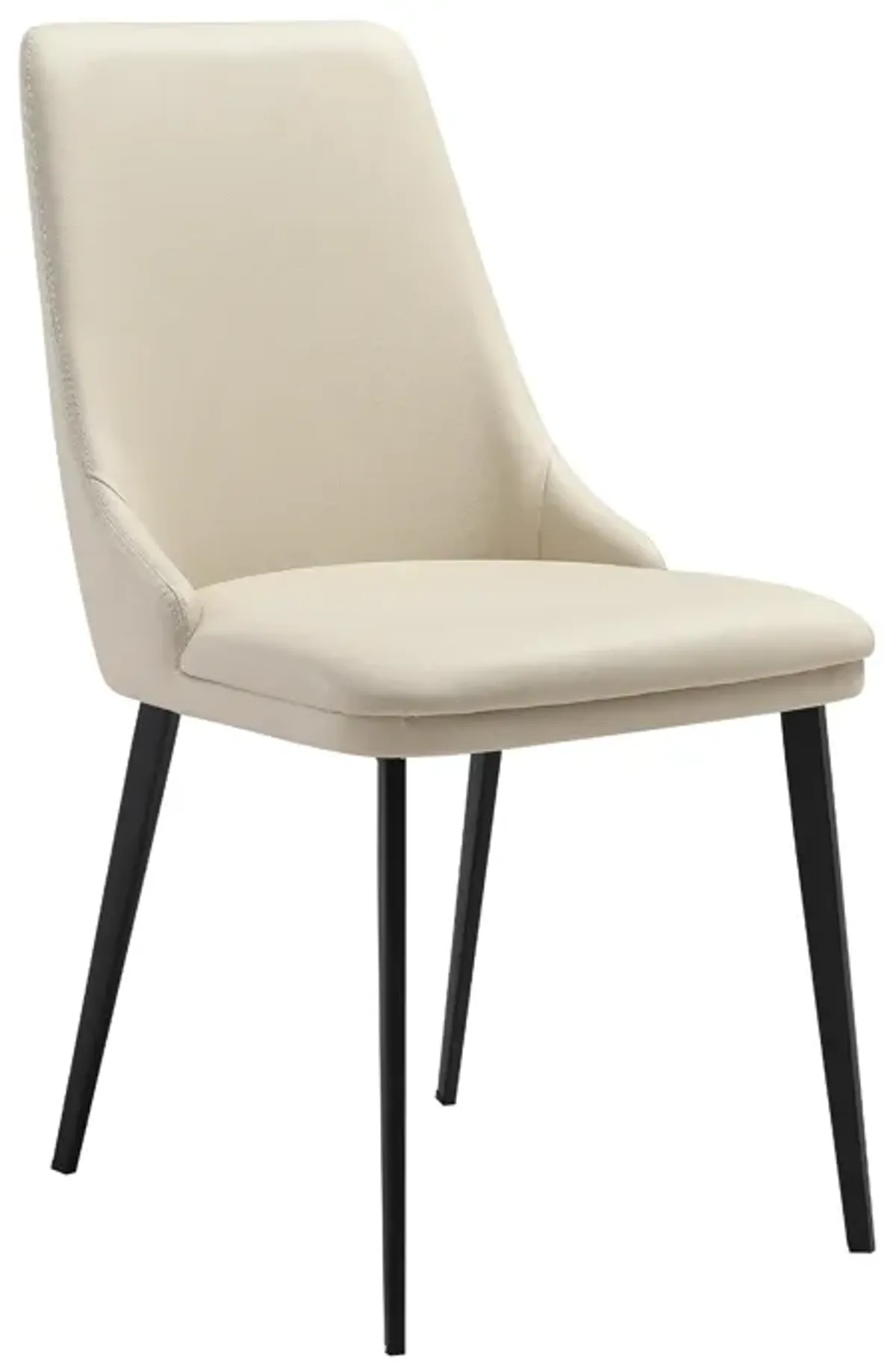 Genesis Upholstered Dining Chair in Beige Faux Leather with Black Metal Legs - Set of 2