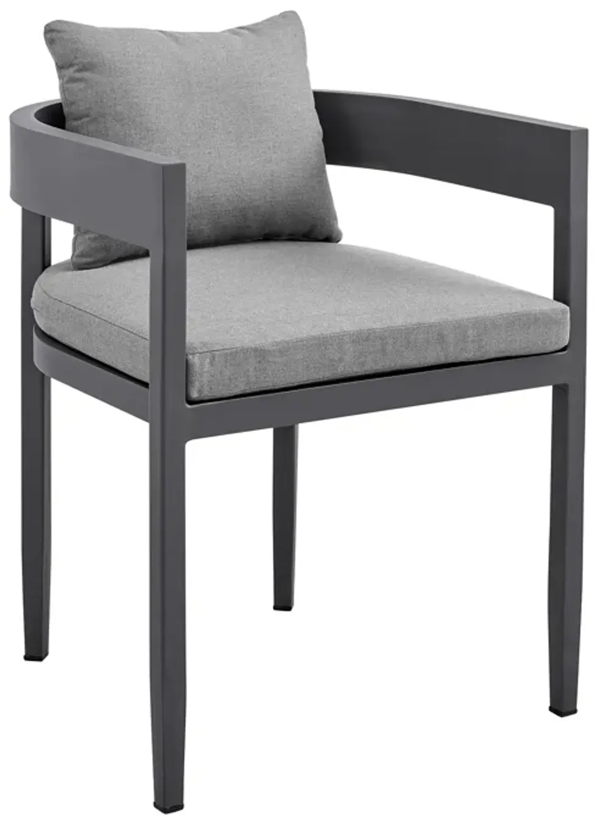 Menorca Outdoor Patio Dining Chairs in Aluminum with Grey Cushions - Set of 2