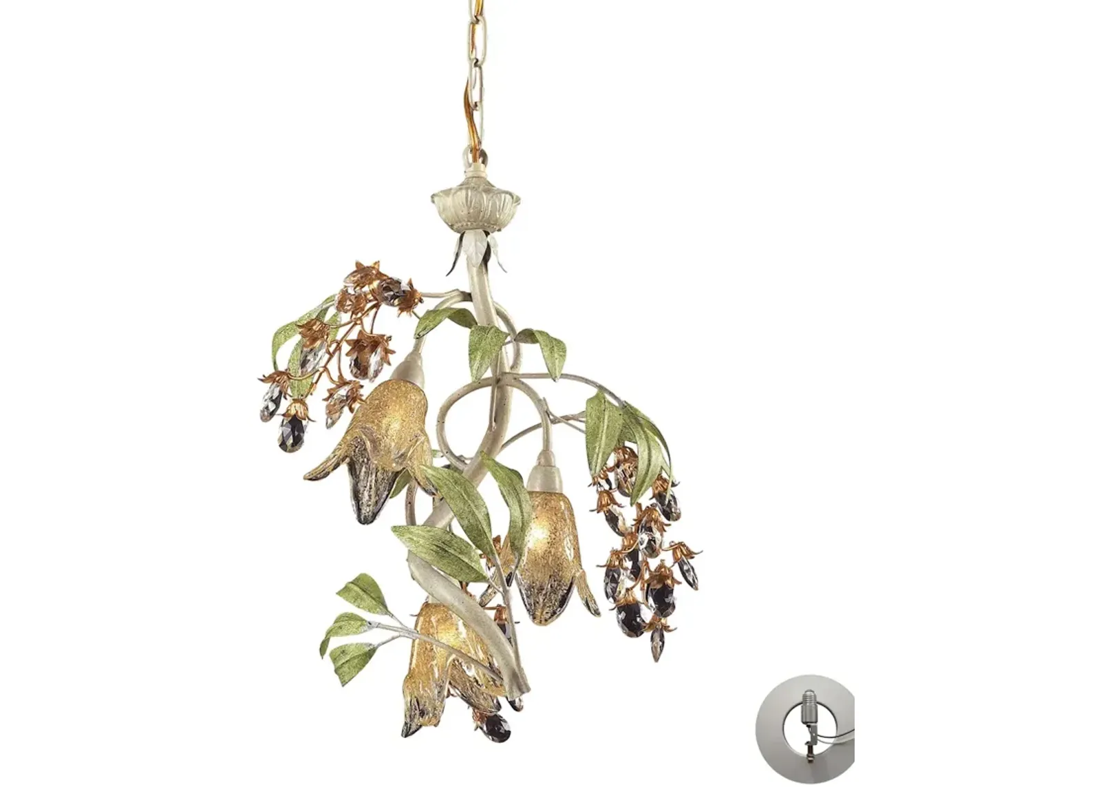 Huarco 16" Wide 3-Light Chandelier - Sage Green