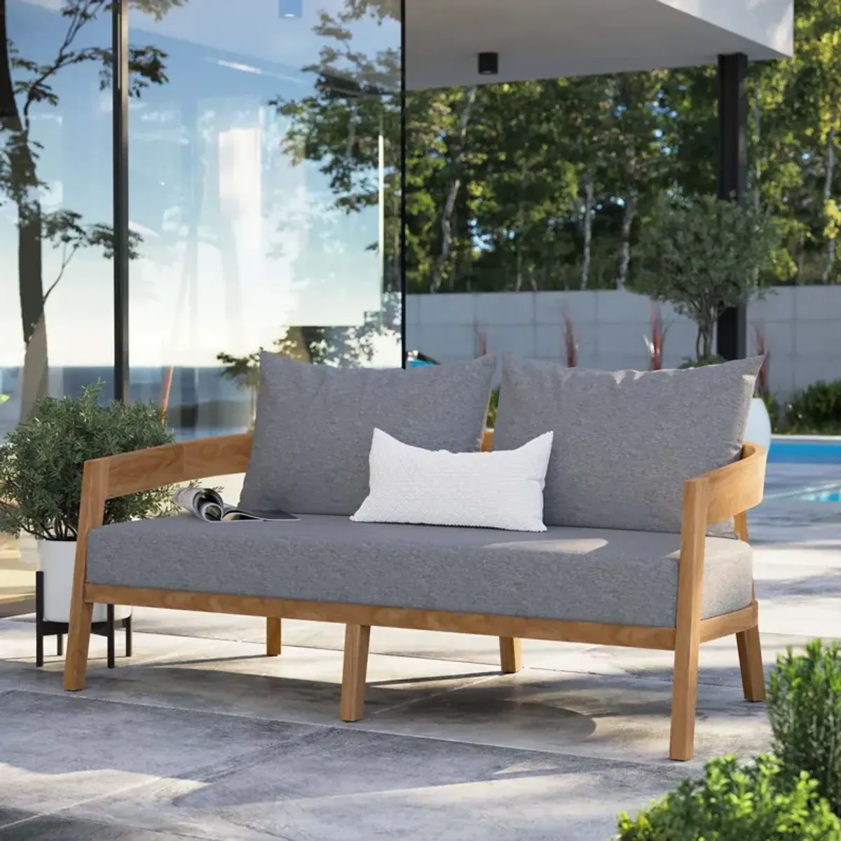 Brisbane Teak Wood Outdoor Patio Loveseat