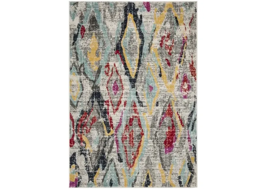 ADIRONDACK Contemporary Light Grey / Red 3' X 5' Powerloomed Rug