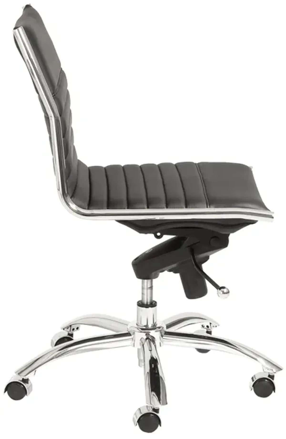 Dirk Low Back Office Chair w/o Armrests in Black with Chromed Steel Base