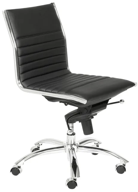 Dirk Low Back Office Chair w/o Armrests in Black with Chromed Steel Base