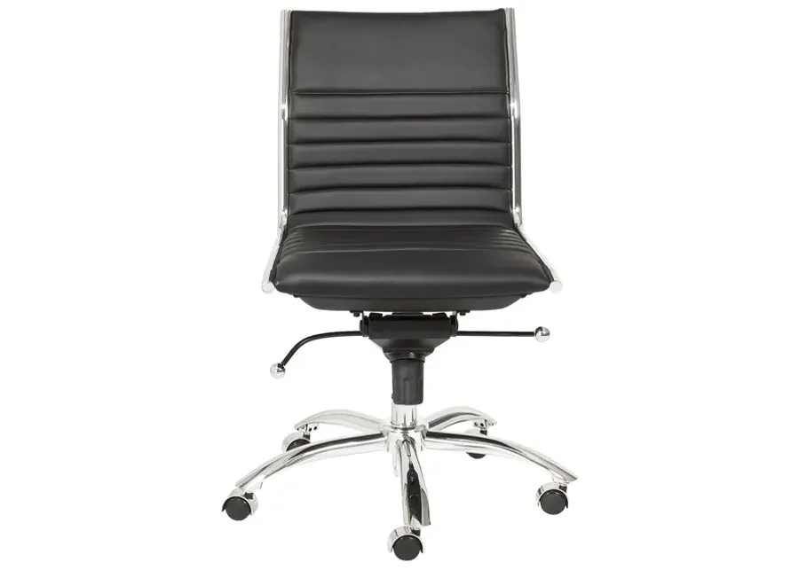 Dirk Low Back Office Chair w/o Armrests in Black with Chromed Steel Base