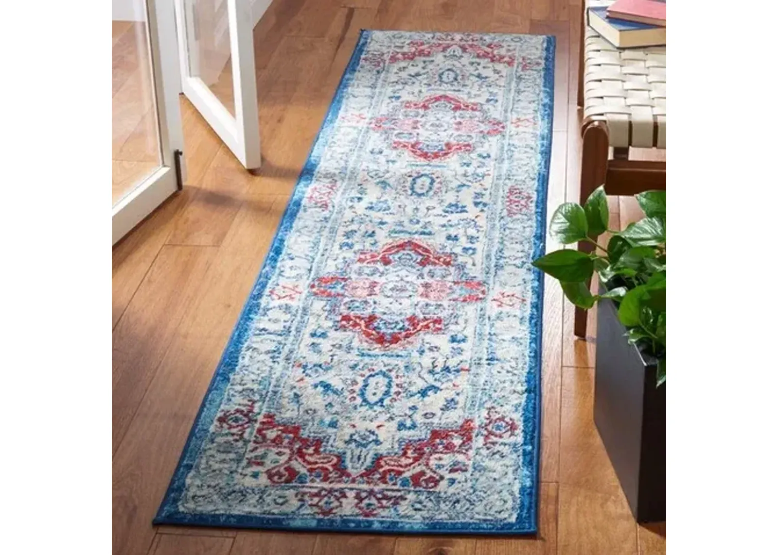 Brentwood 851 Beige / Red 2' X 8' Runner Powerloomed Rug