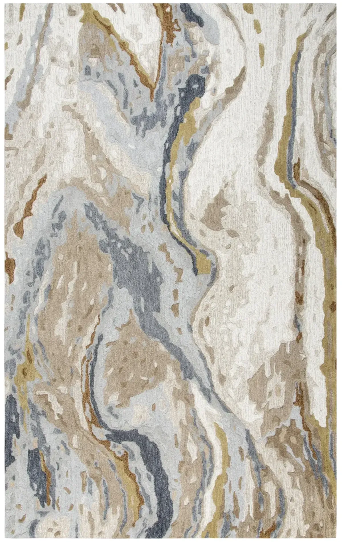 Vogue Beige Abstract Wool 8' x 10' Rectangle Rug