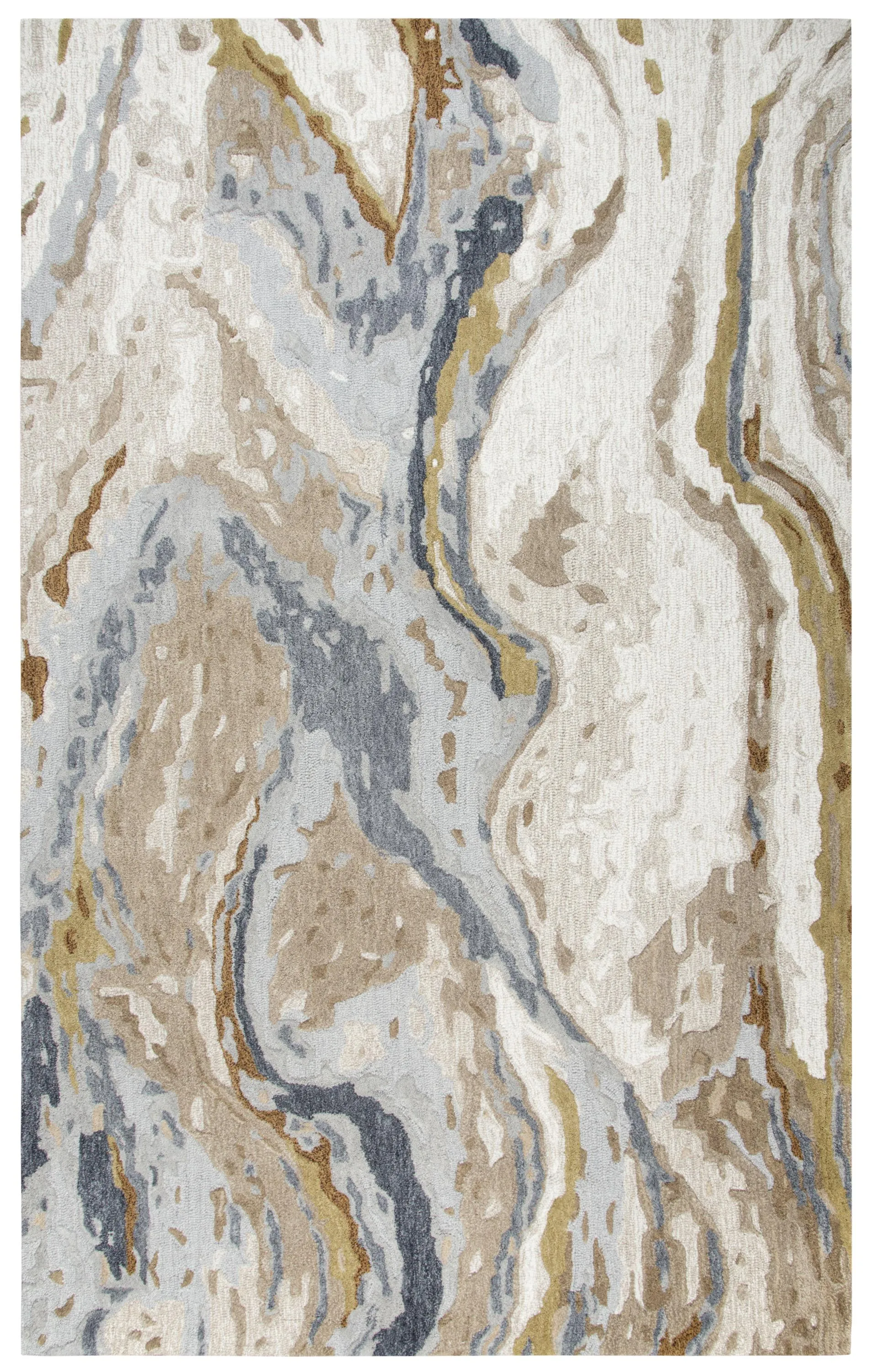 Vogue Beige Abstract Wool 8' x 10' Rectangle Rug