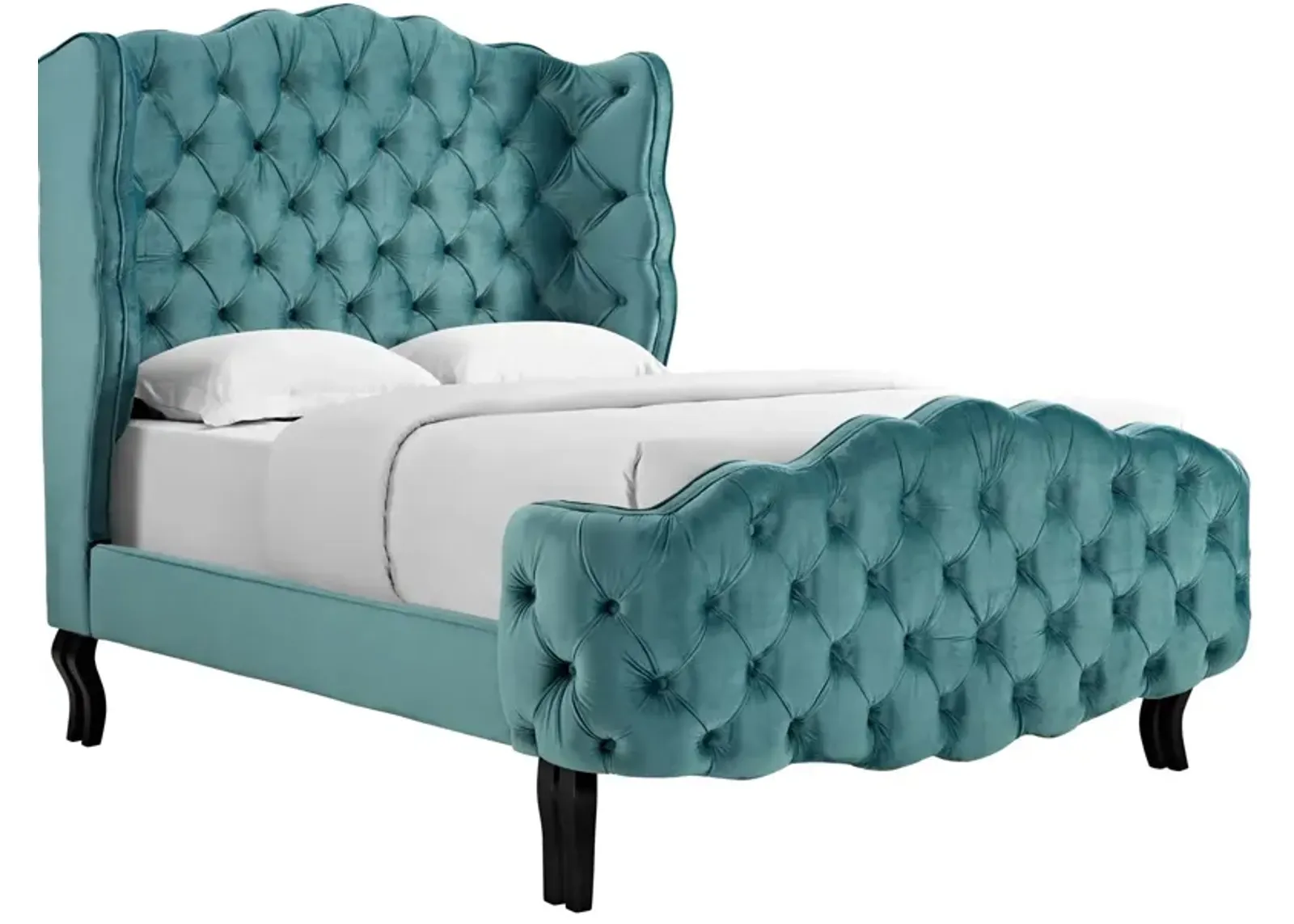 Violette Queen Tufted Wingback Performance Velvet Platform Bed