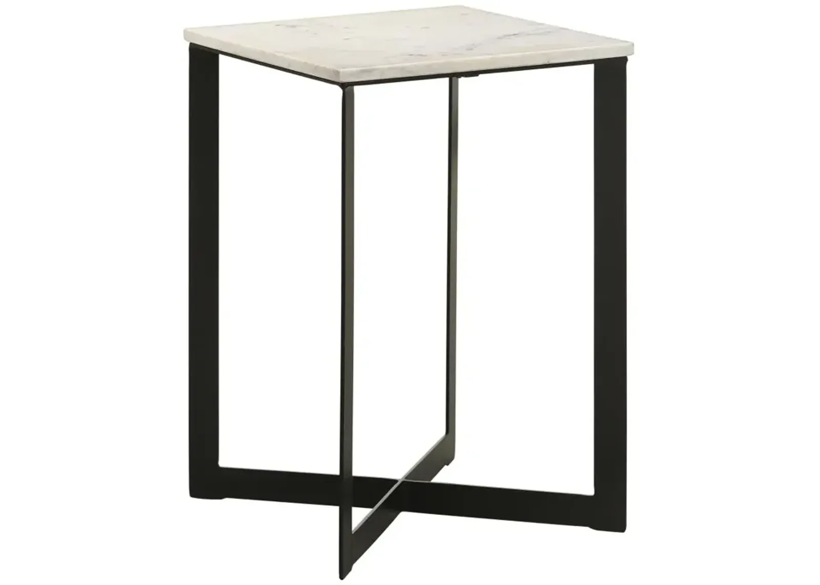 Tobin Square Marble Top End Table White and Black