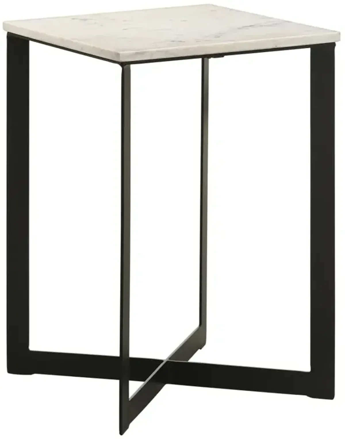 Tobin Square Marble Top End Table White and Black