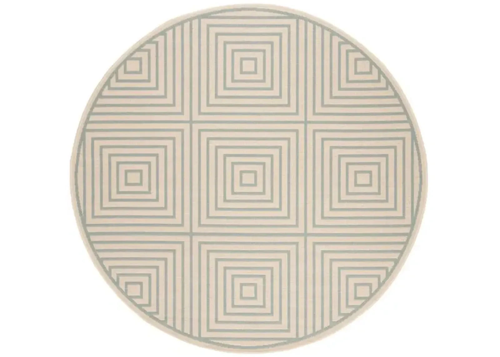 LINDEN 123 Collection LND123L-6R Cream / Aqua 6'-7" X 6'-7" Round