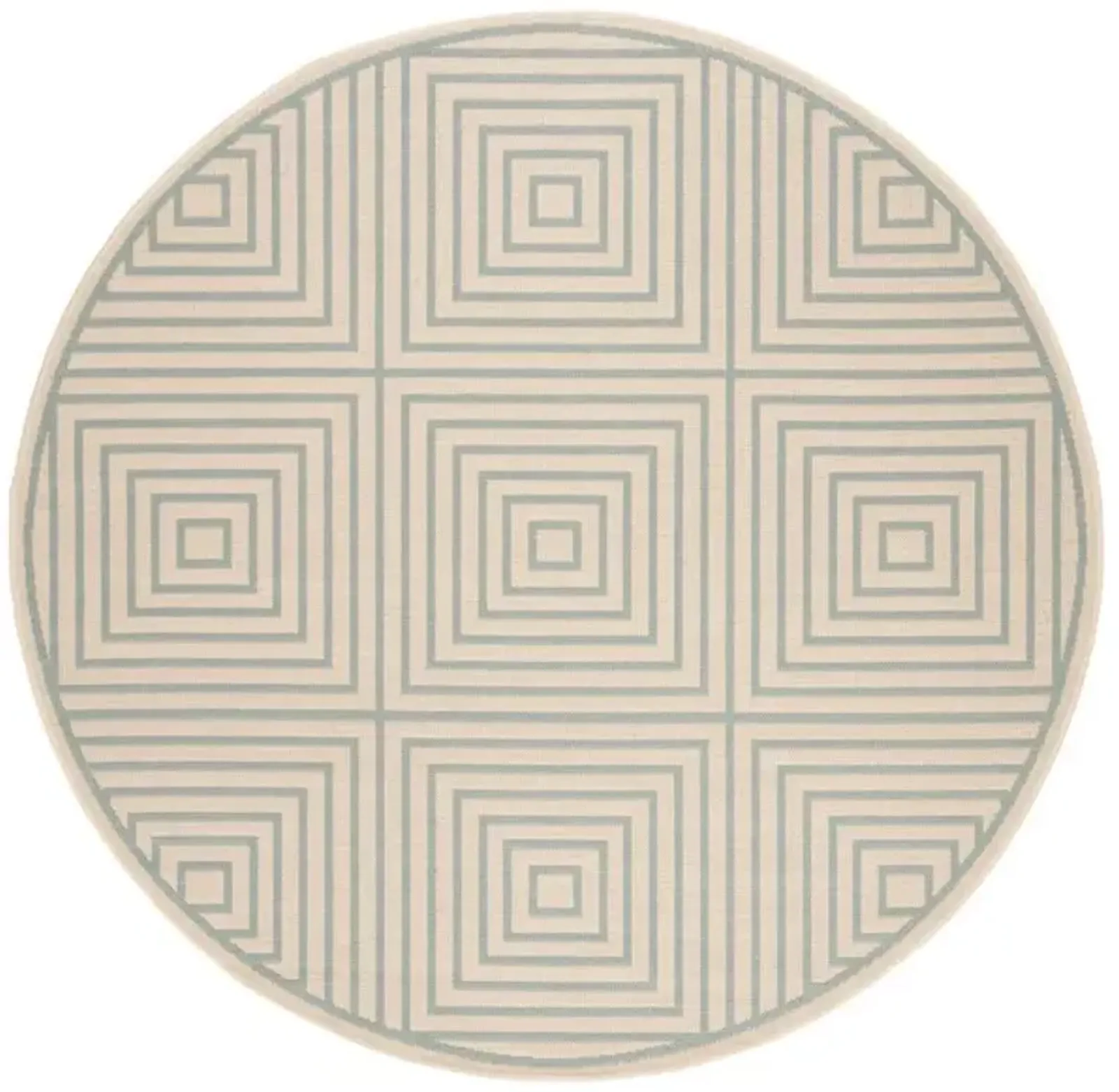 LINDEN 123 Collection LND123L-6R Cream / Aqua 6'-7" X 6'-7" Round