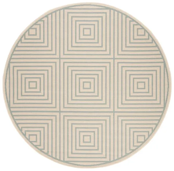 LINDEN 123 Collection LND123L-6R Cream / Aqua 6'-7" X 6'-7" Round