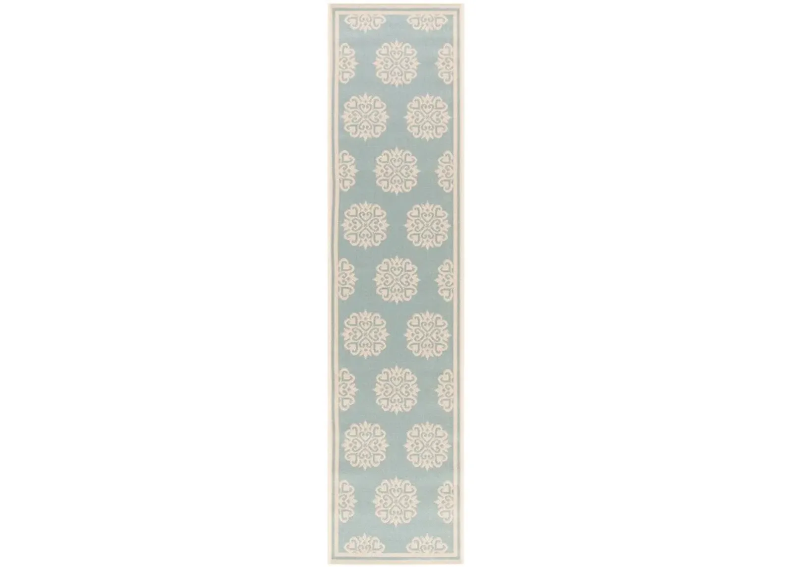 BEACH HOUSE Collection BHS181K-28 Aqua / Cream 2'-2" X 8'