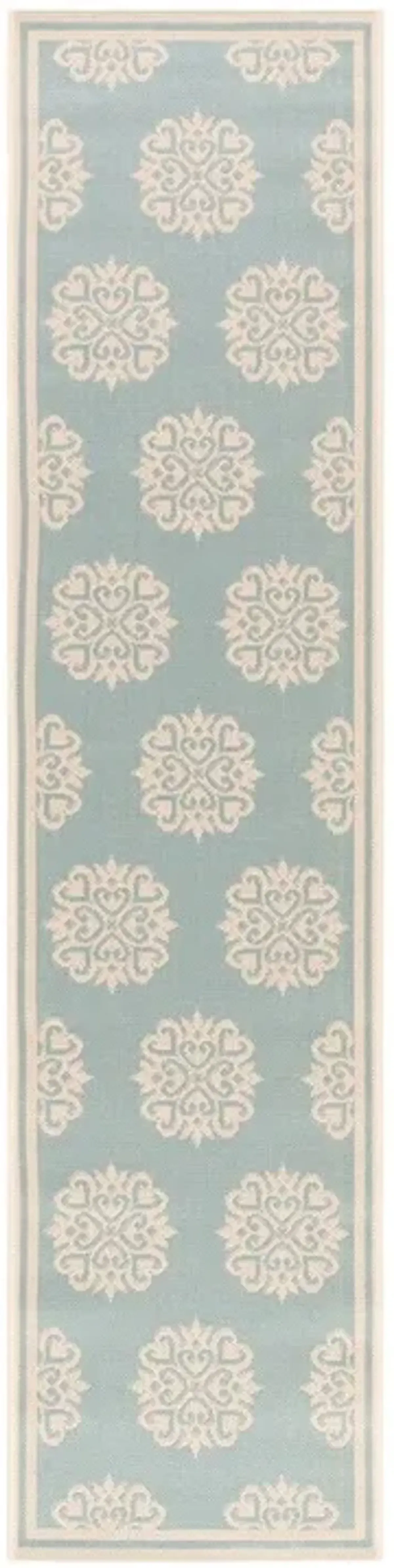 BEACH HOUSE Collection BHS181K-28 Aqua / Cream 2'-2" X 8'